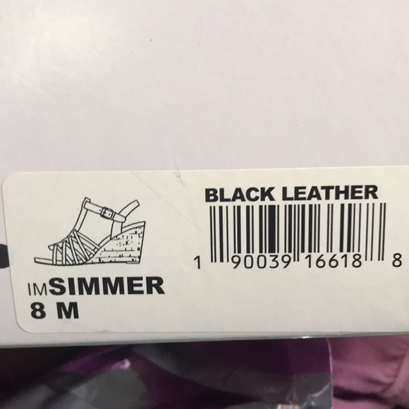 Free Shipping Issac Misrahi Black Leather wedge heel sandals. Size 8 - Picture 16 of 16